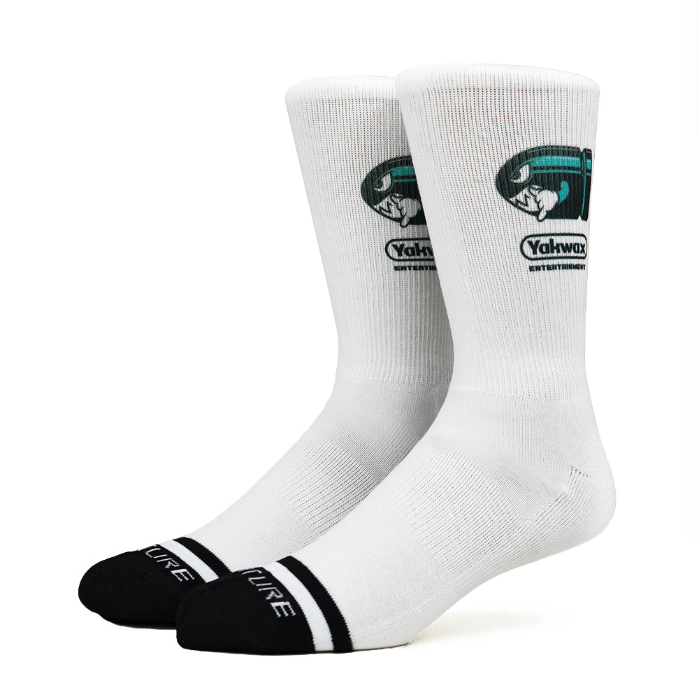 Yakwax Entertainment Bullet Socks - White - Mens Crew Length Socks by Yakwax