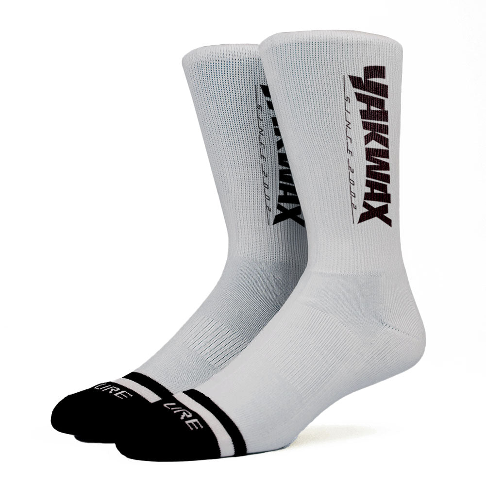 Yakwax Magazine Socks - Grey/Black - Unisex Crew Length Socks by Yakwax