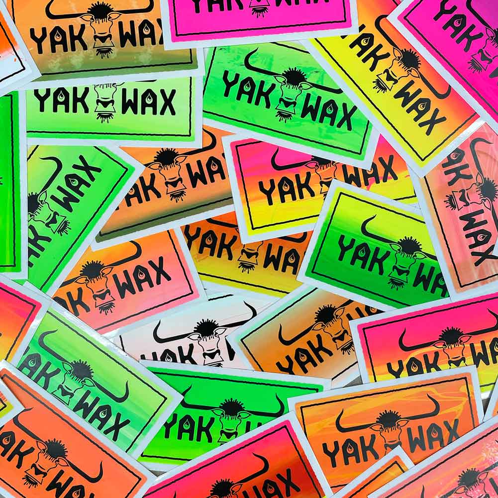 Yakwax OG Logo Sticker 121mm x 68mm - Day Glow Assorted Colours - Gifts for Skateboarders by Yakwax