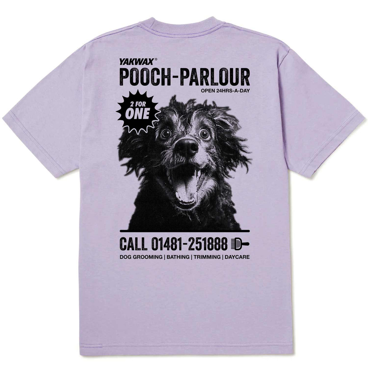 Yakwax Pooch Parlour T-Shirt - Lilac - Mens Graphic T-Shirt by Yakwax