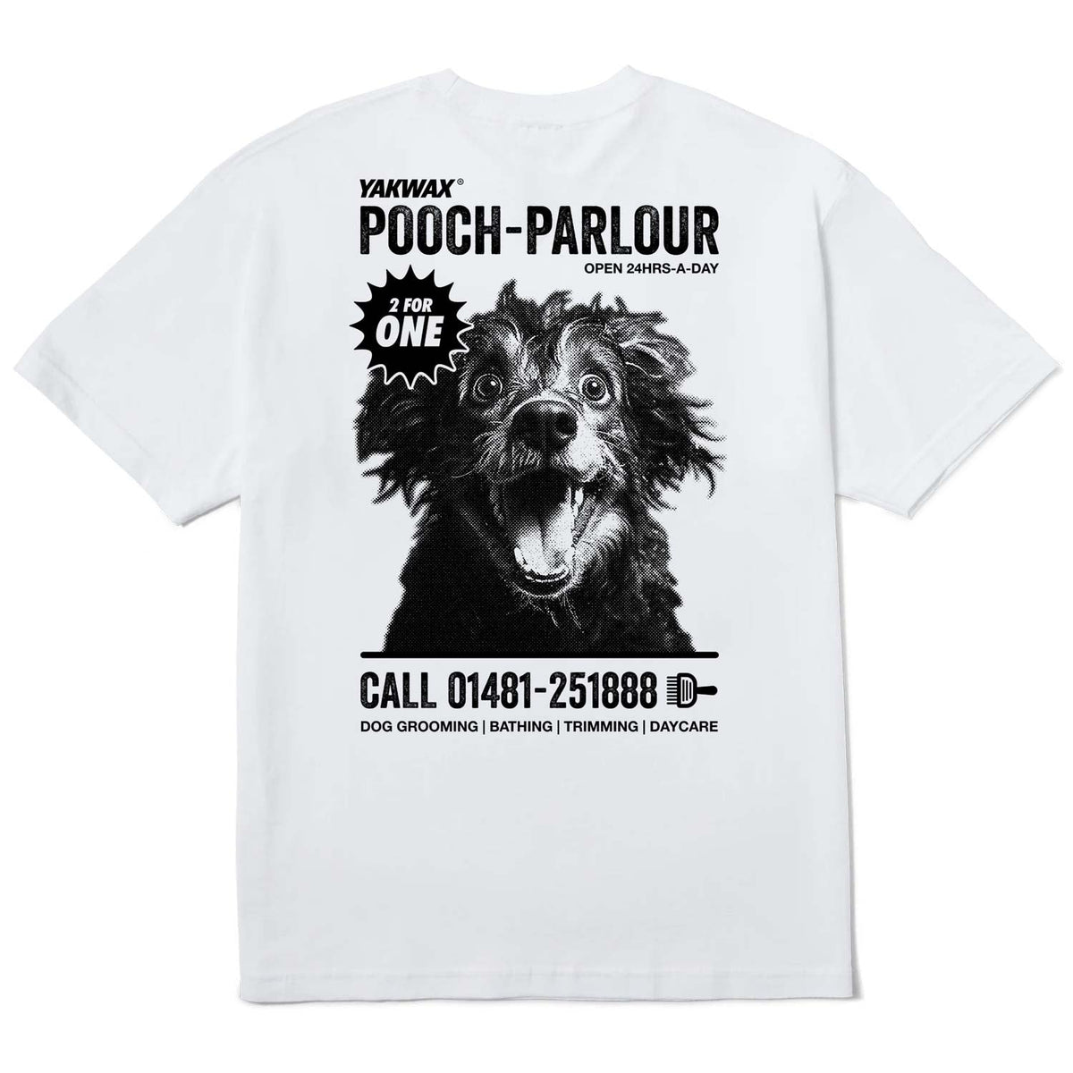 Yakwax Pooch Parlour T-Shirt - White - Mens Graphic T-Shirt by Yakwax