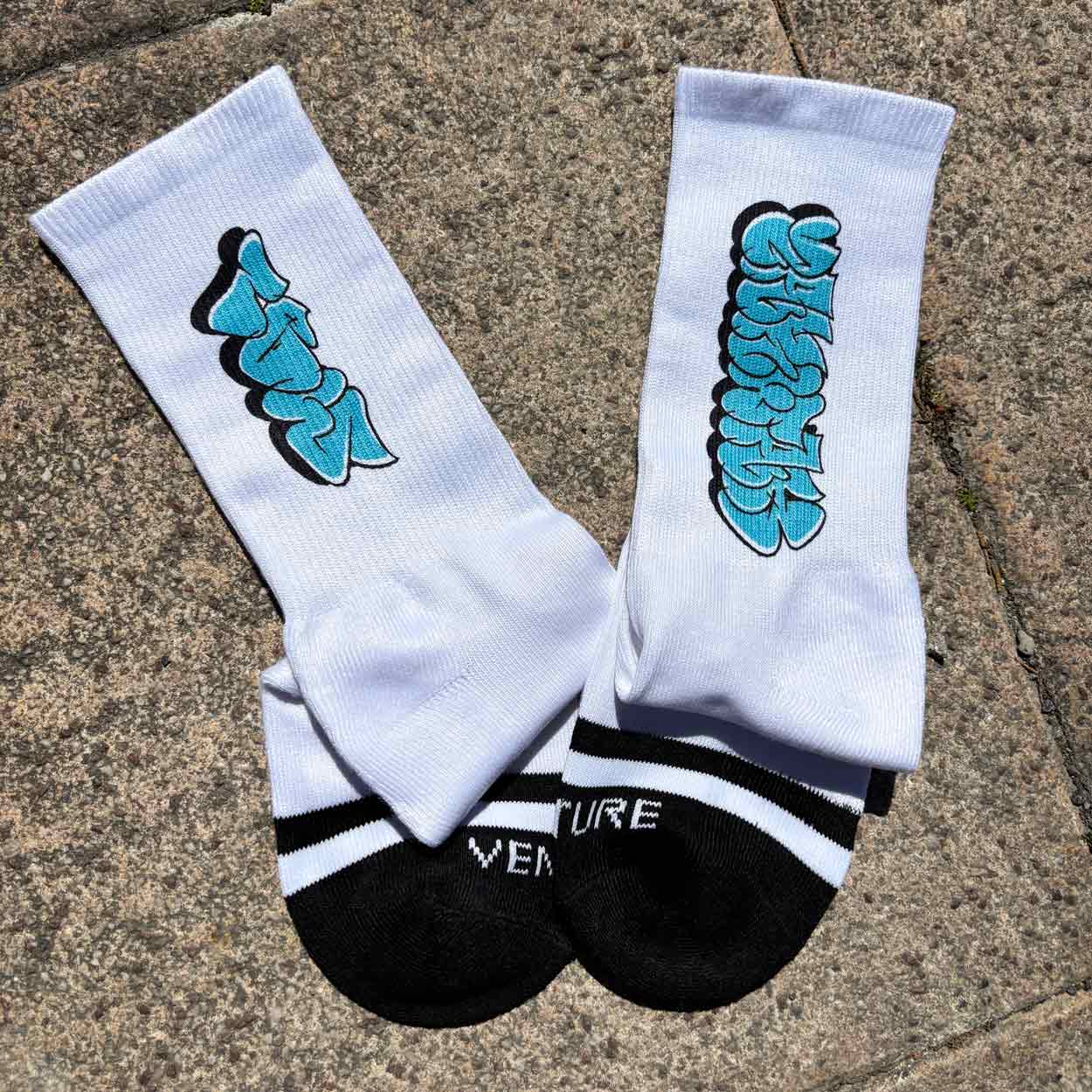 Yakwax X Tbw Throwup Socks - White - Unisex Crew Length Socks by Yakwax