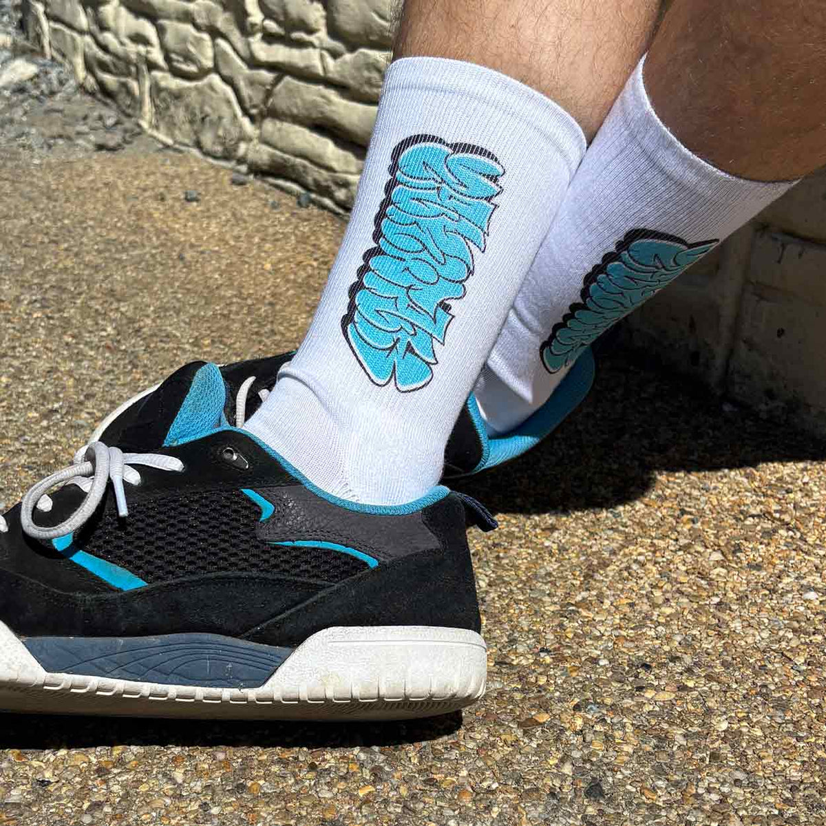 Yakwax X Tbw Throwup Socks - White - Unisex Crew Length Socks by Yakwax