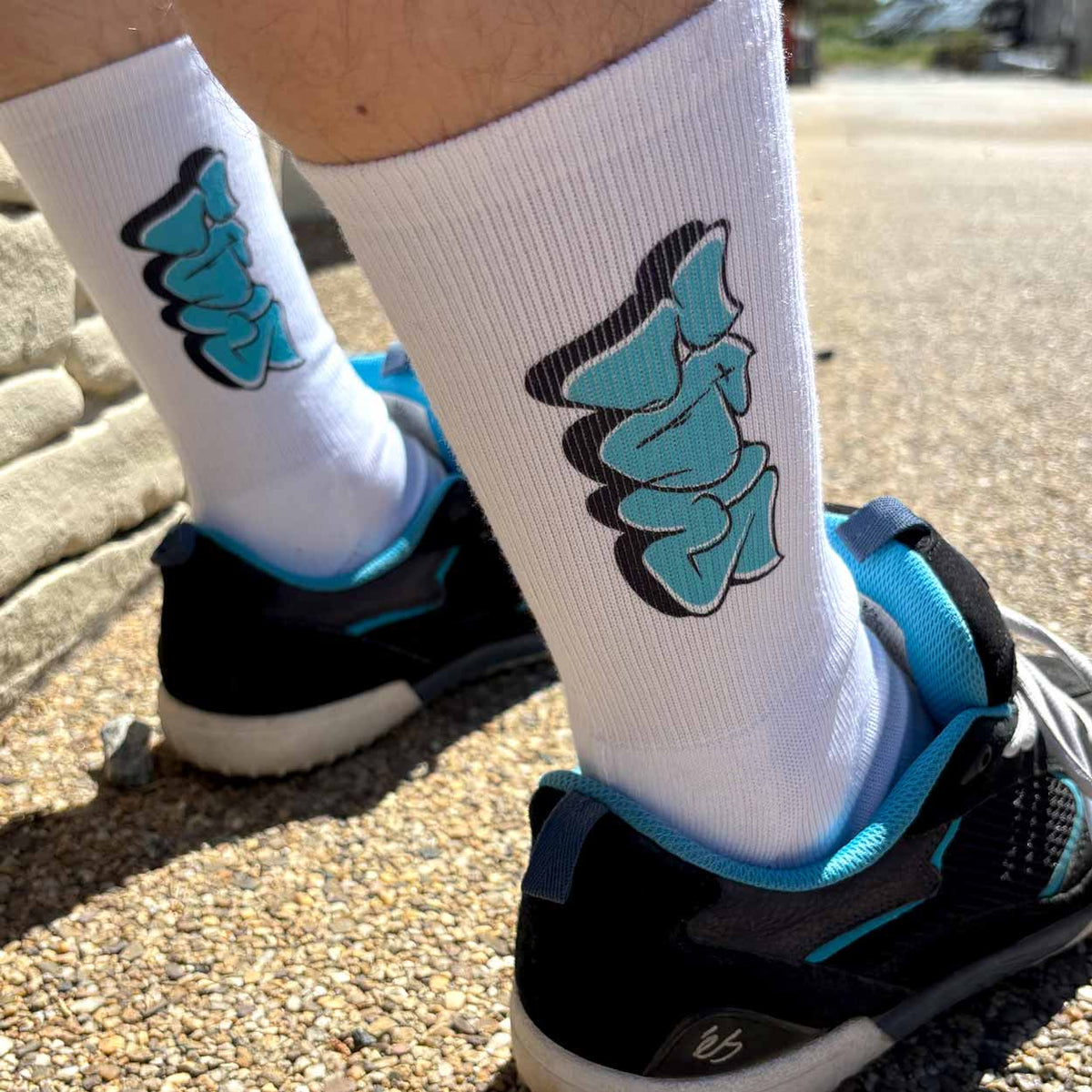 Yakwax X Tbw Throwup Socks - White - Unisex Crew Length Socks by Yakwax