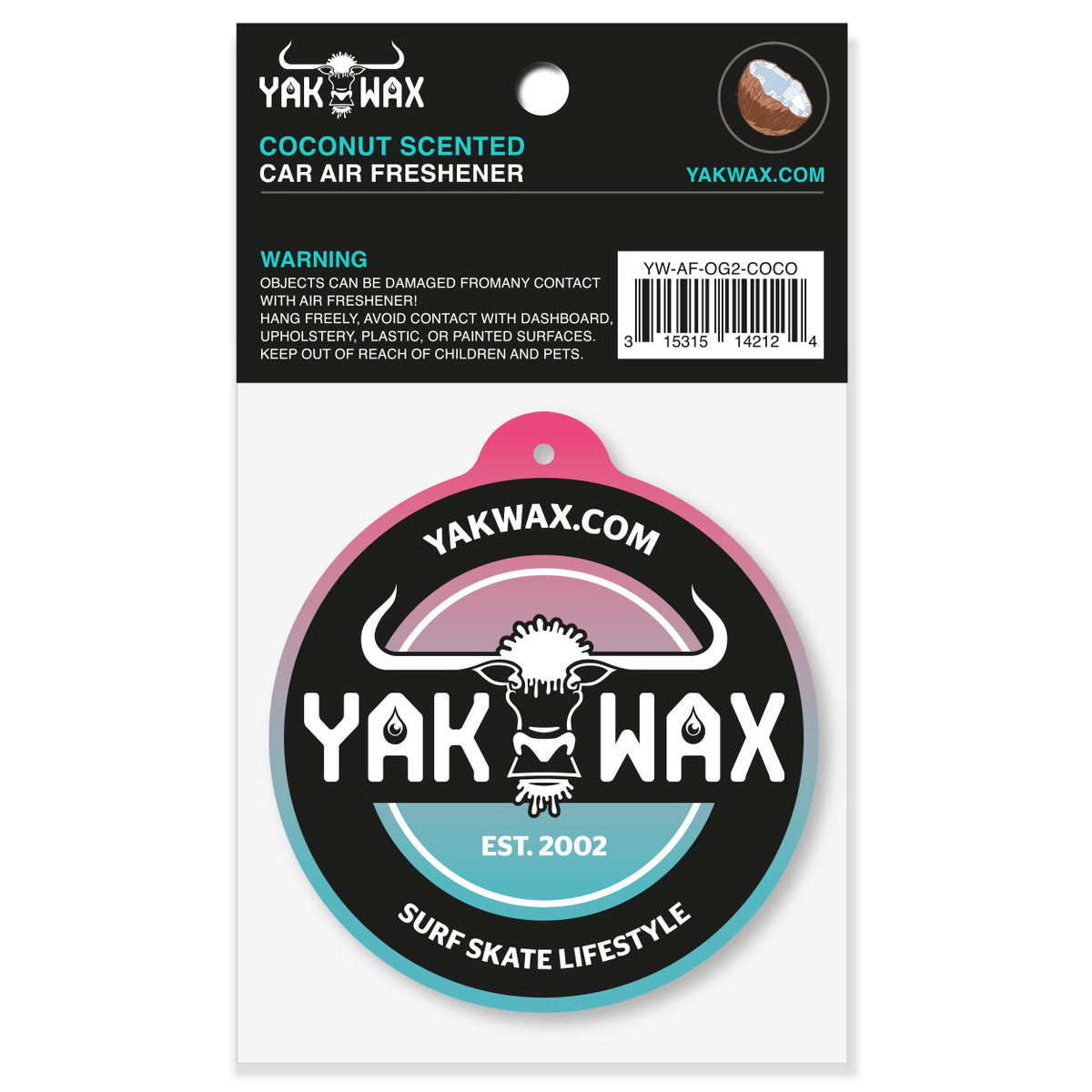 Yakwax Est. 2002 Air Freshener - Coconut Scent - Car Air Freshener by Yakwax
