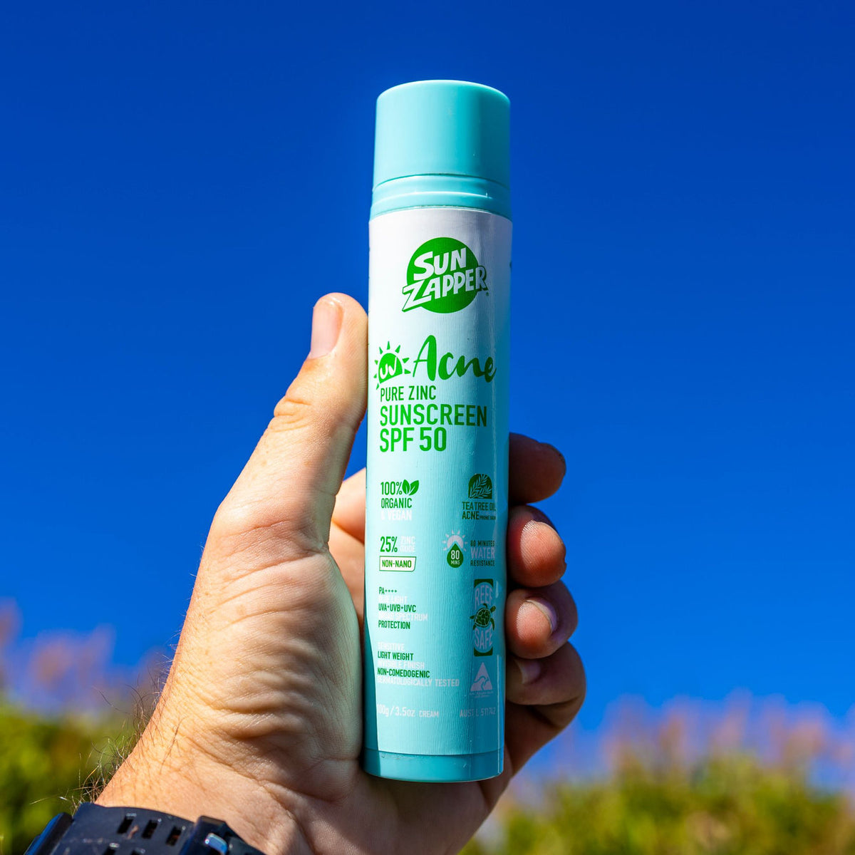 Sun Zapper Pure Zinc Acne Sensitive Skin Sunscreen SPF50 Pump Bottle - Sunscreen by Sun Zapper 100g