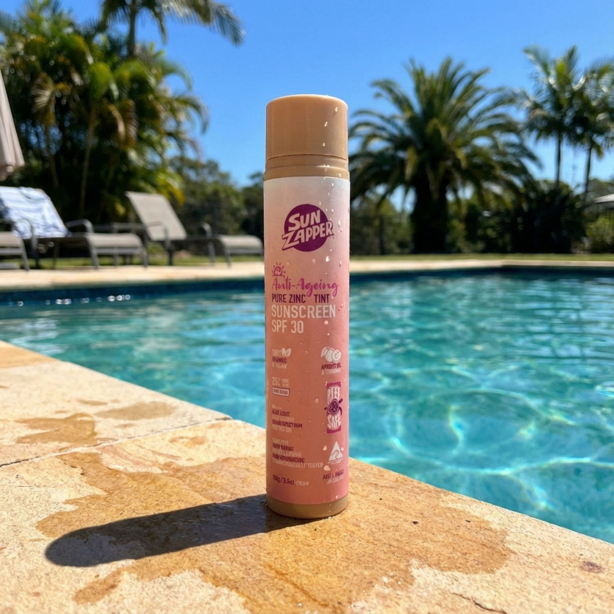 Sun Zapper Pure Zinc Anti-Ageing Tinted Sunscreen SPF30 Pump Bottle - Sunscreen by Sun Zapper 100g