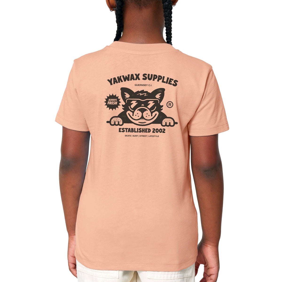 Yakwax Kids Bulldog T-Shirt - Peachy - Boys Skate Brand T-Shirt by Yakwax