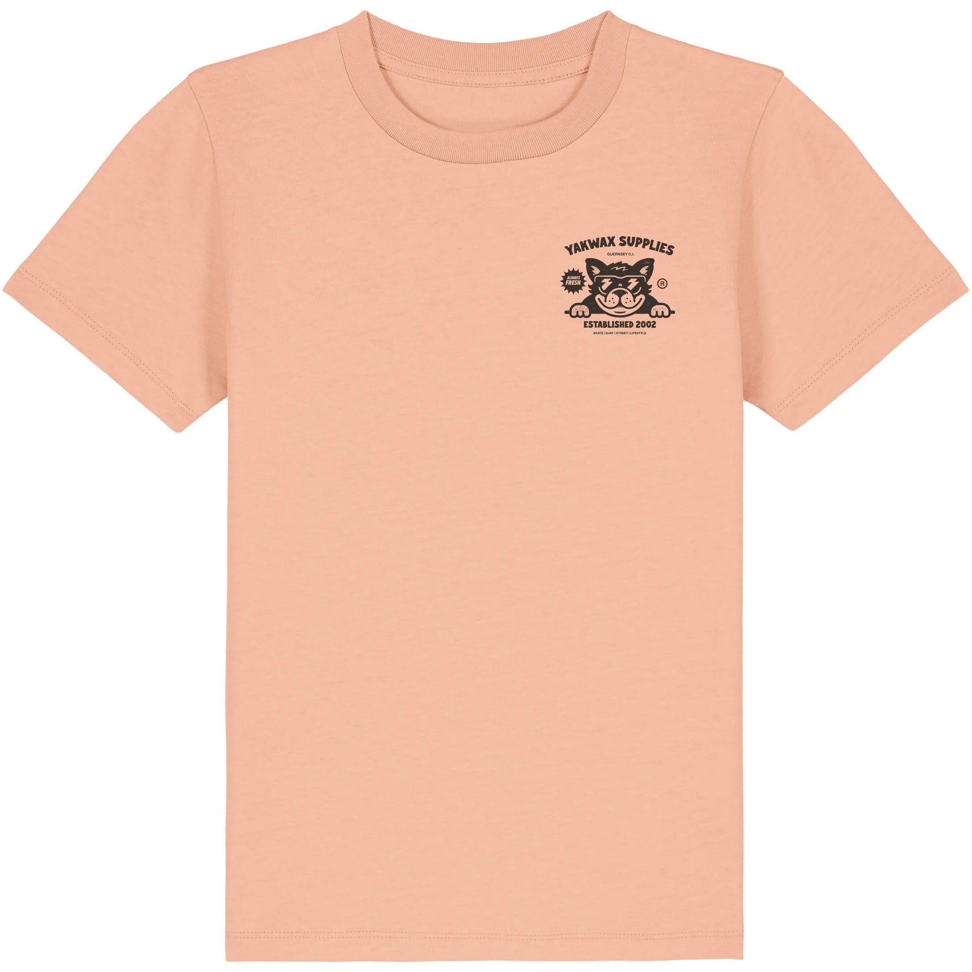 Yakwax Kids Bulldog T-Shirt - Peachy - Boys Skate Brand T-Shirt by Yakwax