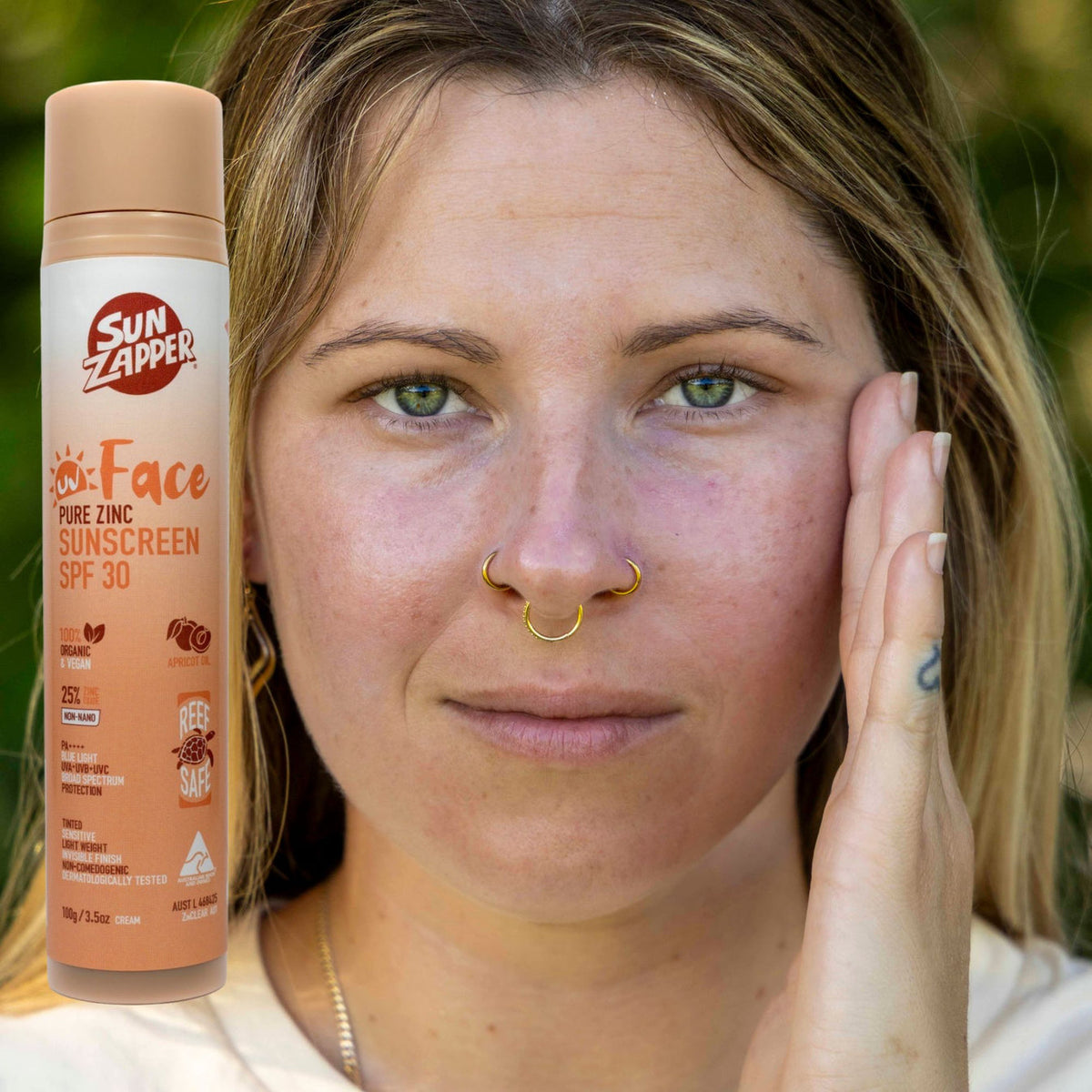 Sun Zapper Pure Zinc Tinted Face Sunscreen SPF30 Pump Bottle - Sunscreen by Sun Zapper 100g