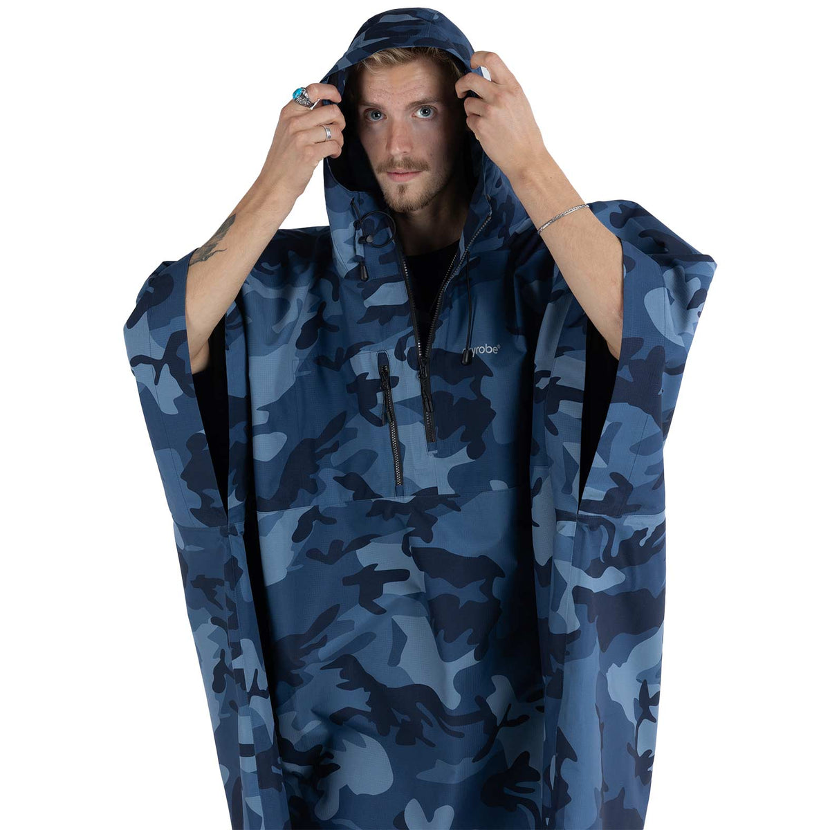Dryrobe Waterproof Poncho - Blue Camo - Changing Robe Poncho Towel by Dryrobe One Size