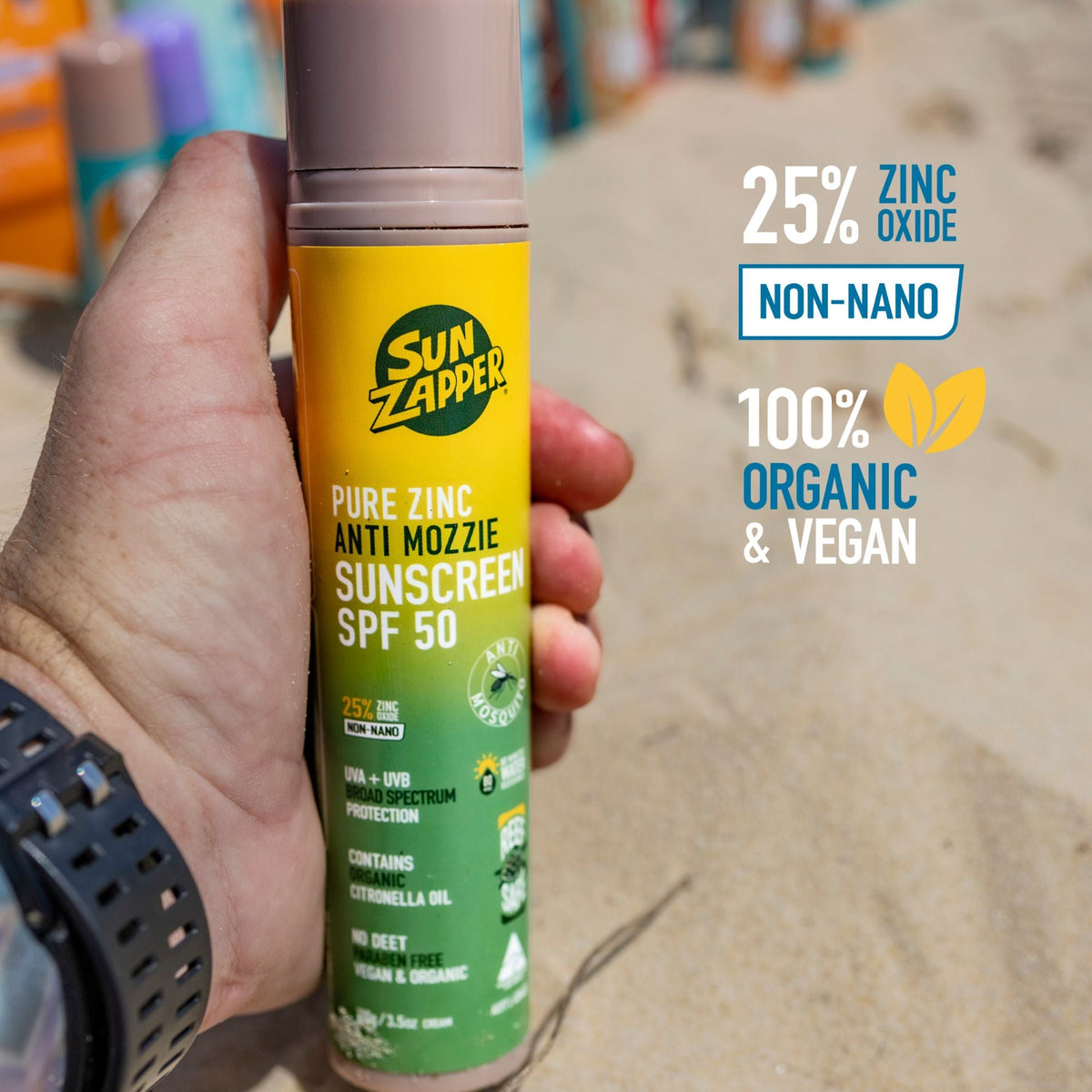 Sun Zapper Pure Zinc Anti Mozzie Sunscreen SPF50 Pump Bottle - Sunscreen by Sun Zapper 100g
