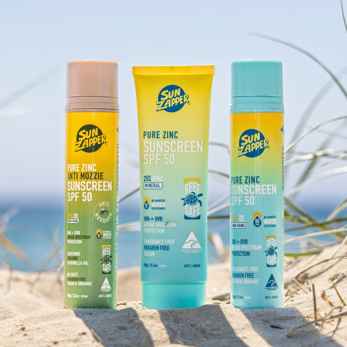 Sun Zapper Pure Zinc Anti Mozzie Sunscreen SPF50 Pump Bottle - Sunscreen by Sun Zapper 100g