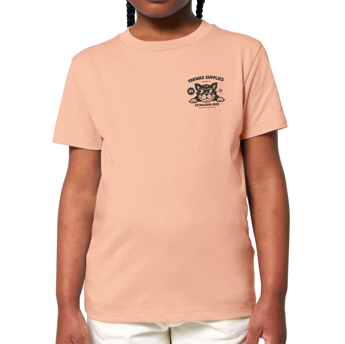 Yakwax Kids Bulldog T-Shirt - Peachy - Boys Skate Brand T-Shirt by Yakwax