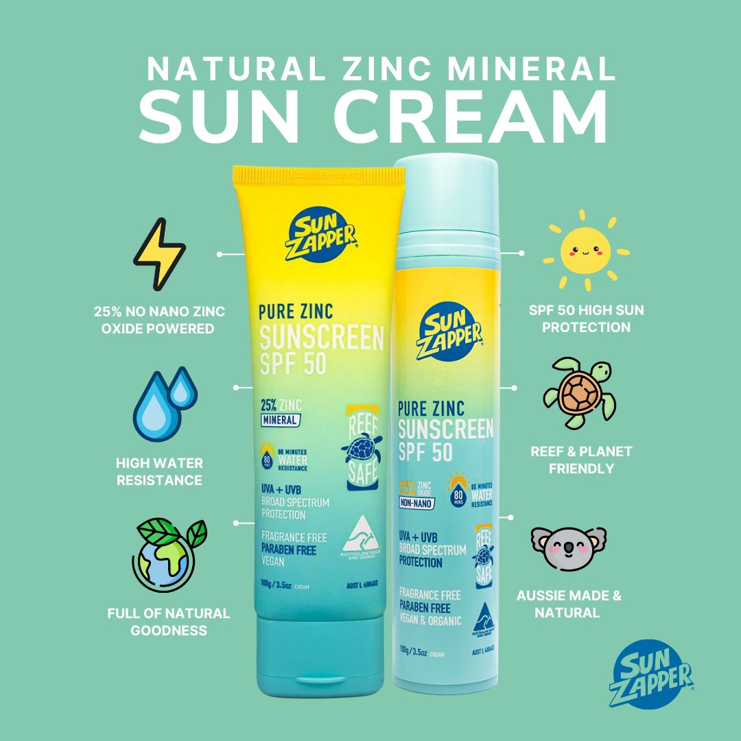 Sun Zapper Pure Zinc Sunscreen SPF50 Pump Bottle