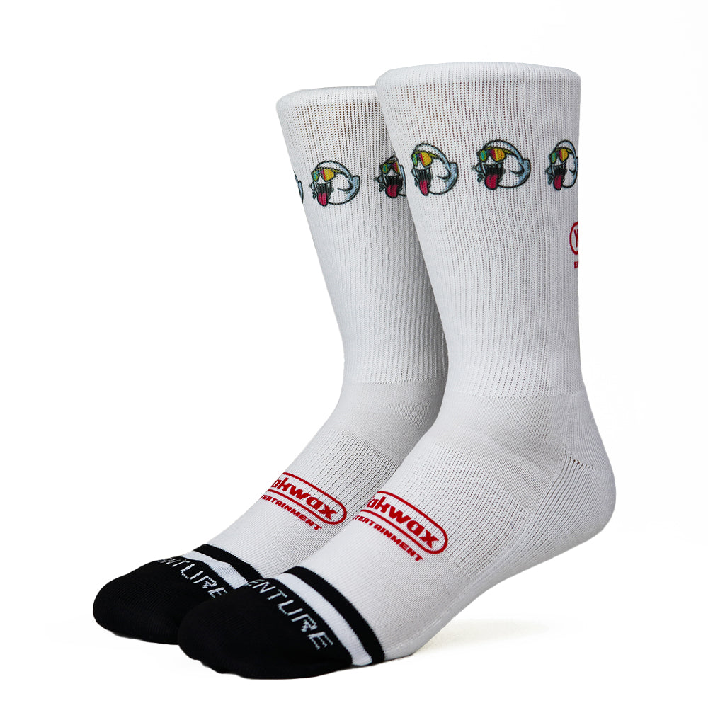 Yakwax Ghost Trails Socks - White - Mens Crew Length Socks by Yakwax