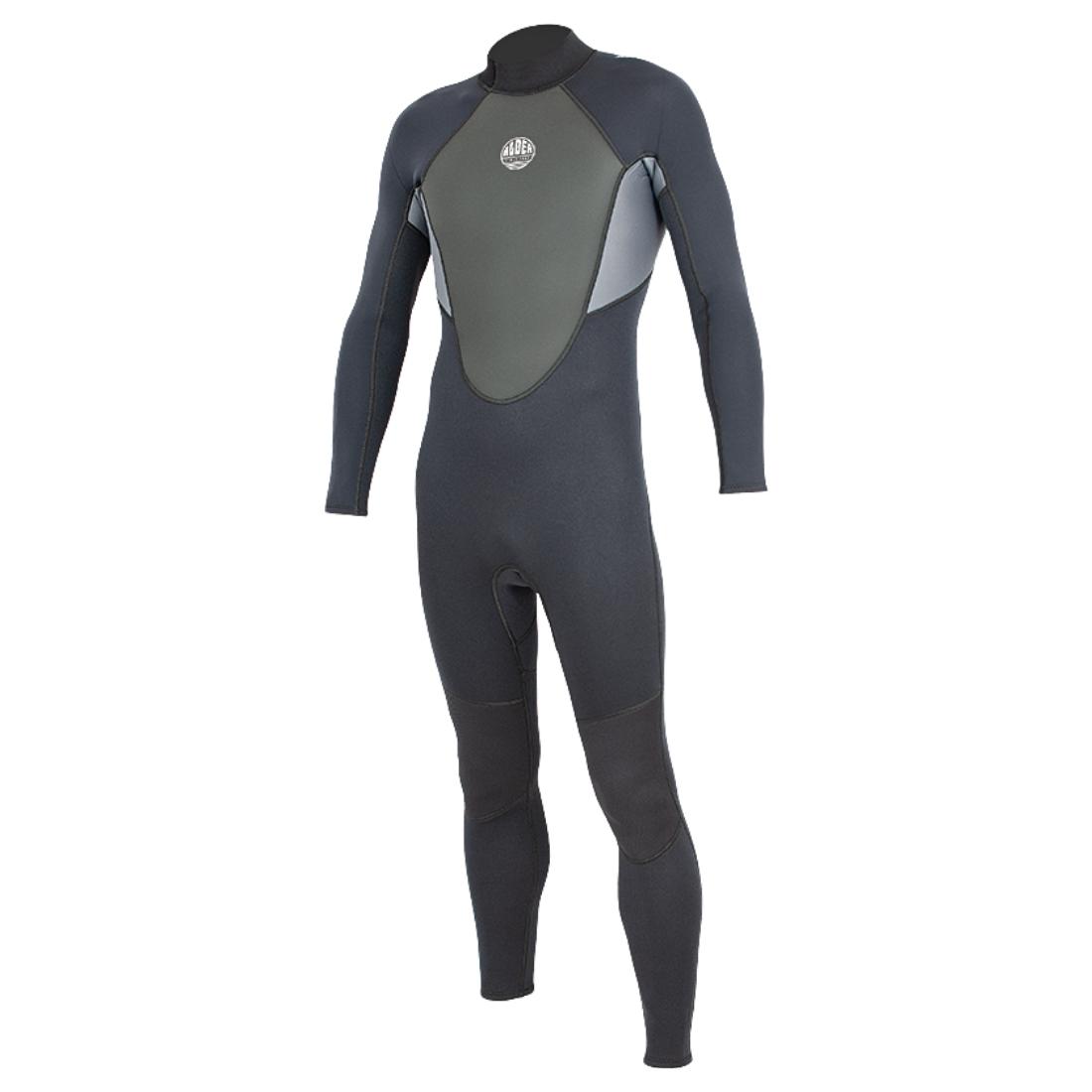 Alder Mens Impact 3/2mm Full Back Zip Wetsuit 2022 - Black - Mens Full Length Wetsuit by Alder