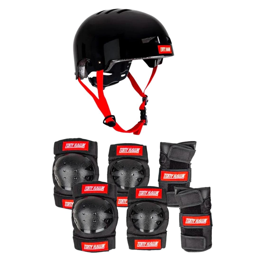 Birdhouse Tony Hawk Helmet And Pad Protective Set - Black - Skateboard Pad Sets by Birdhouse