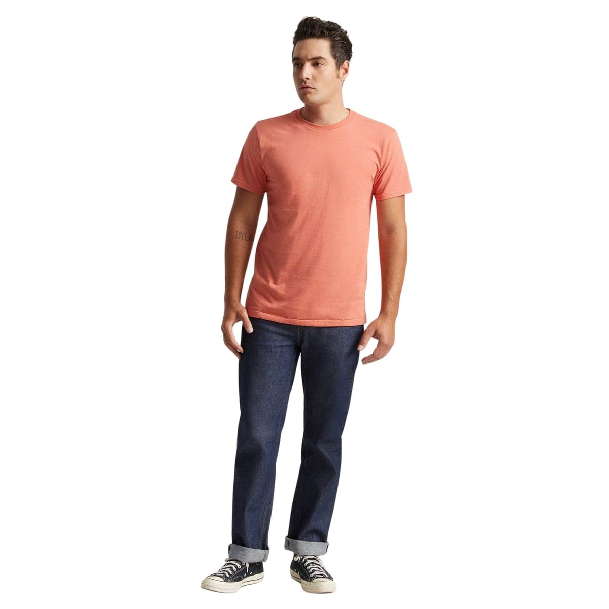 Brixton Basic Tailored T-Shirt - Apricot Jam - Mens Plain T-Shirt by Brixton