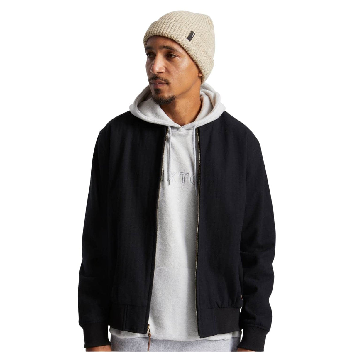 Brixton Heist Beanie - Beige - Fold Beanie by Brixton