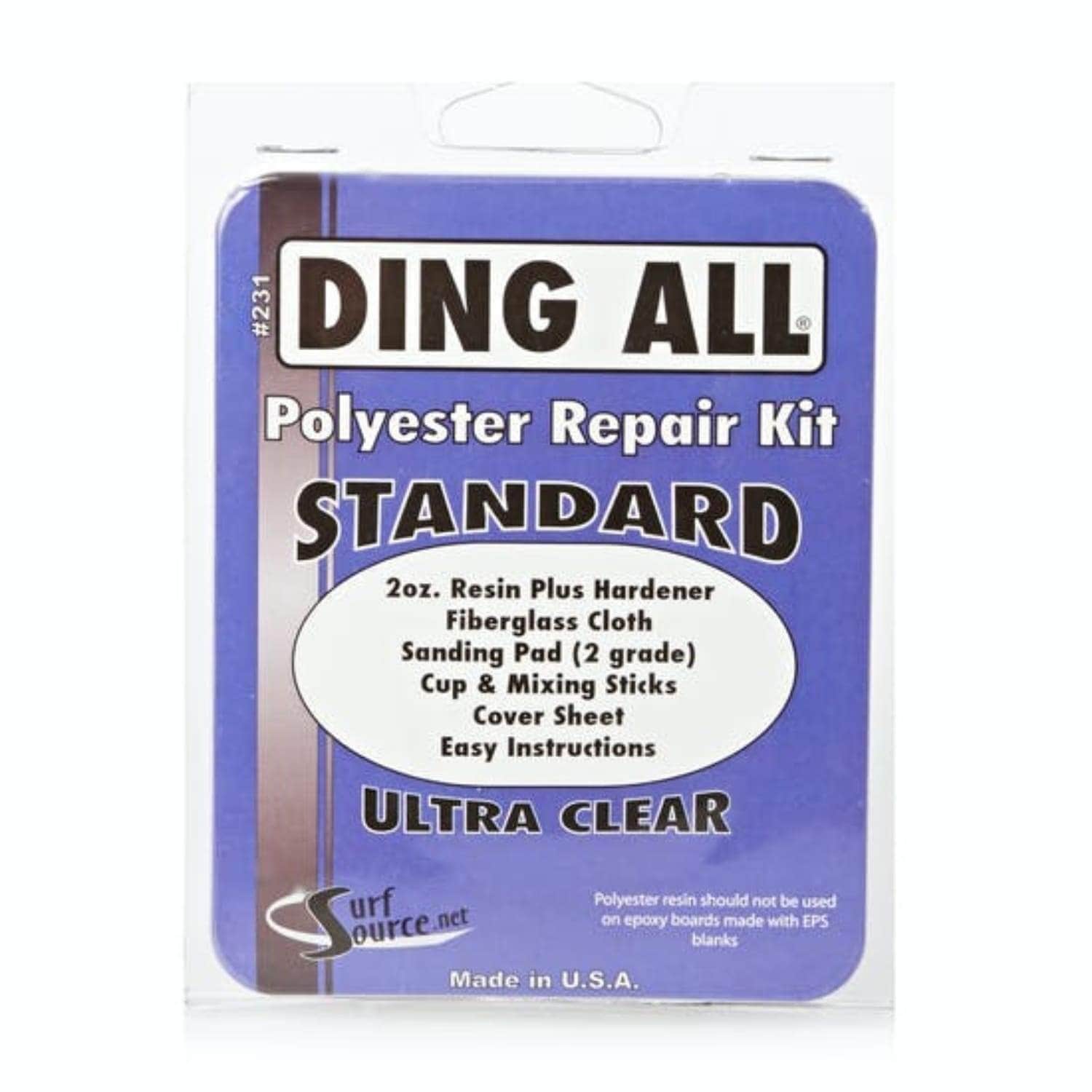 Ding All Standard Ultra Clear Polyester Repair Kit - 2oz Purple - Polyester Resin Surfboard Repair by Ding All 2oz