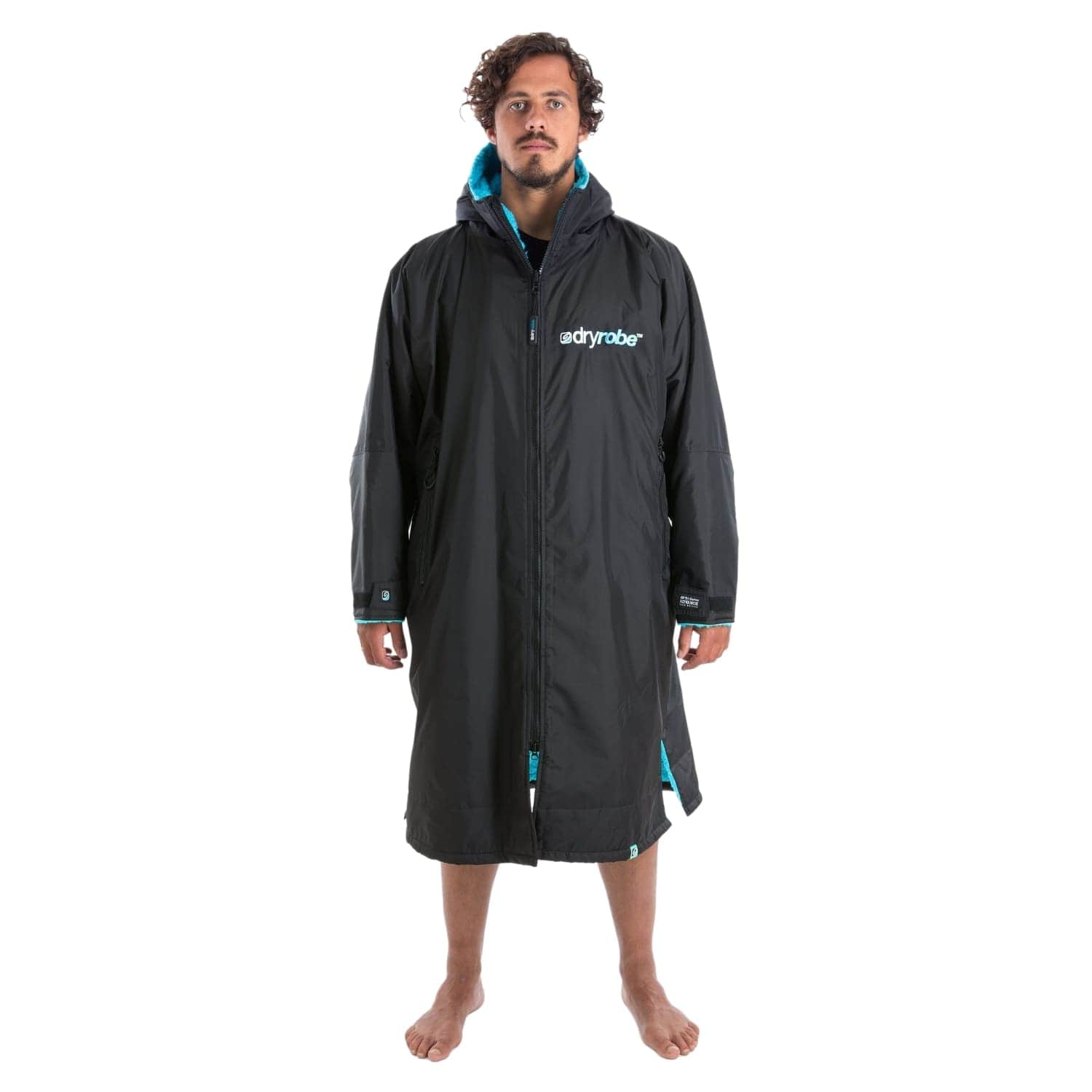 Dryrobe Advance Long Sleeve Drying & Changing Robe Black Blue - Changing Robe Poncho Towel by Dryrobe