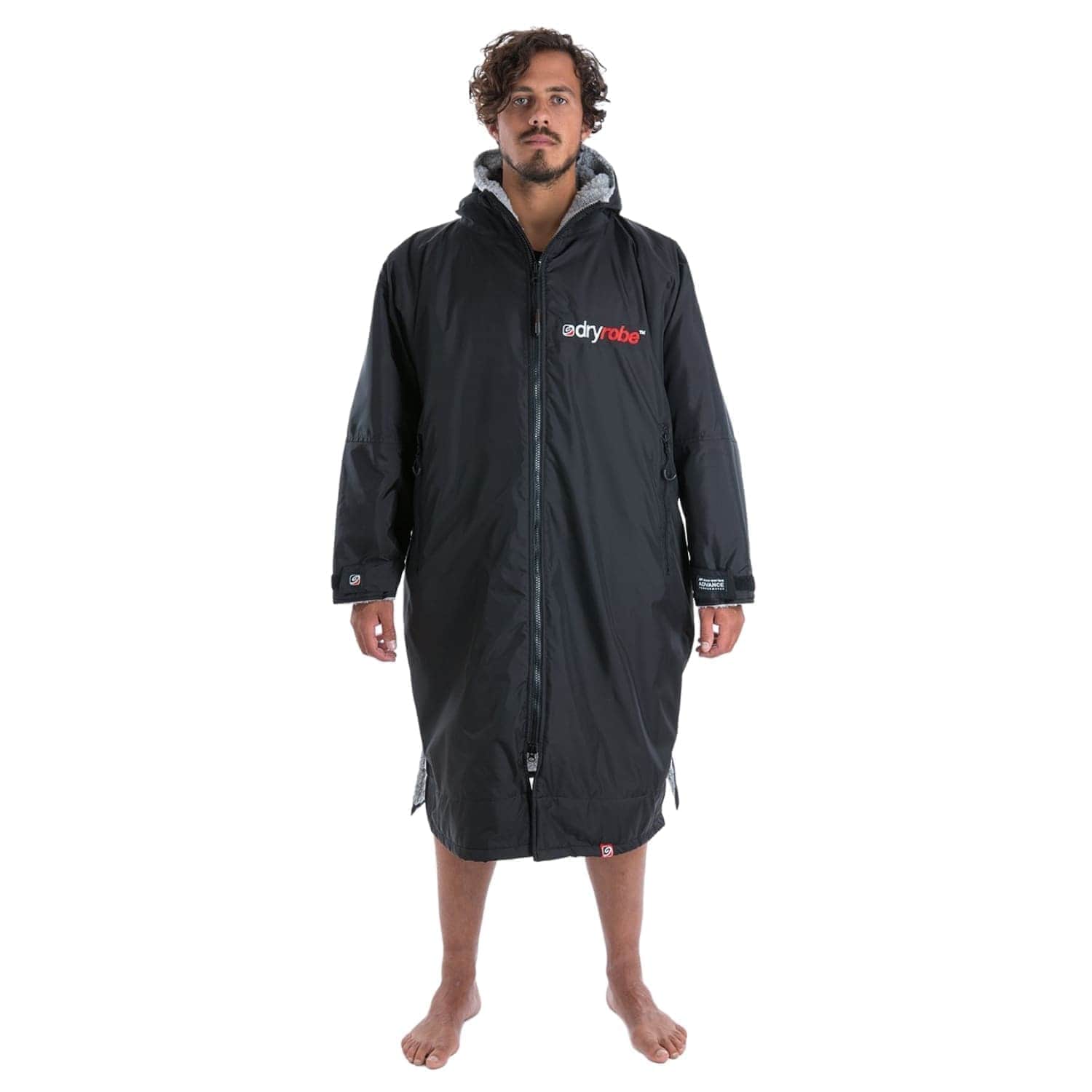Dryrobe Advance Long Sleeve Drying & Changing Robe - Black/Grey - Changing Robe Poncho Towel by Dryrobe