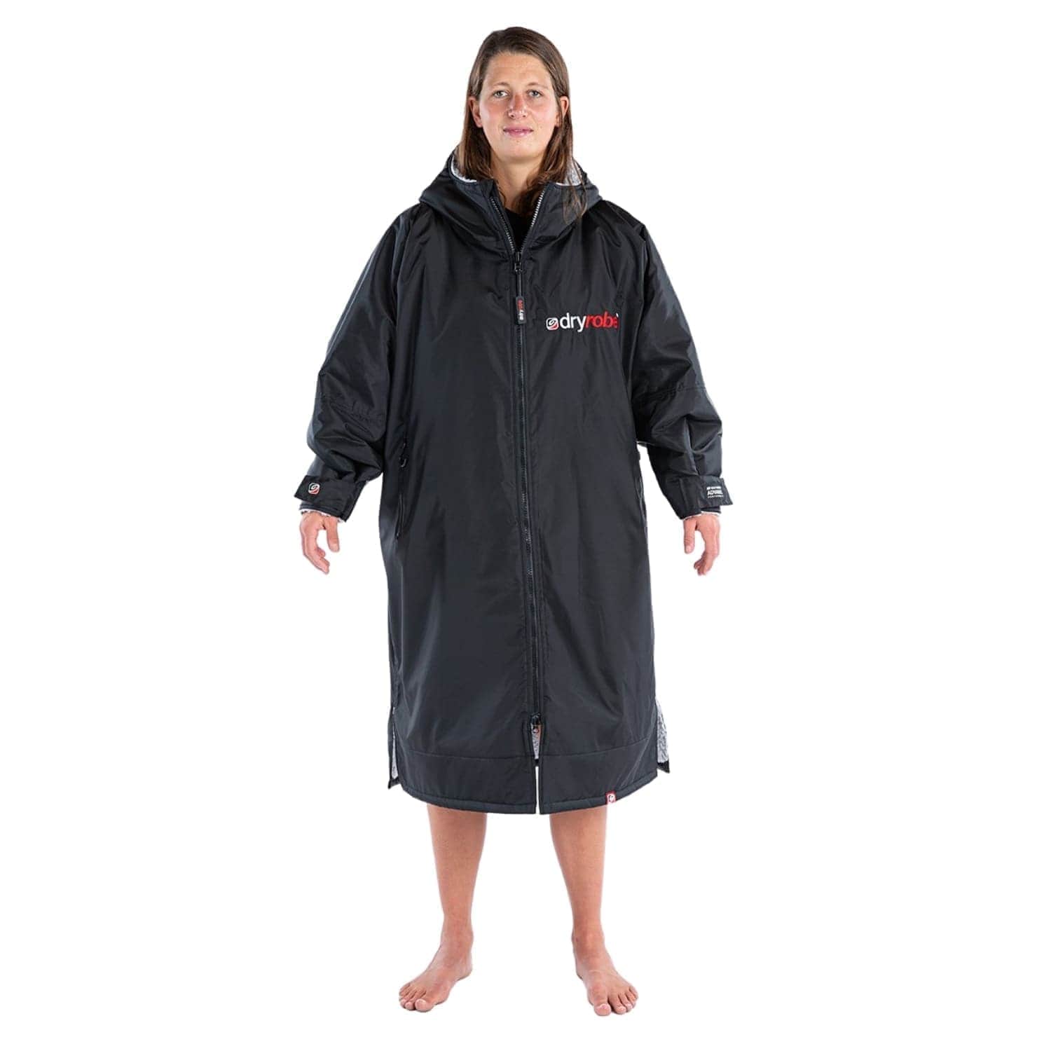 Dryrobe Advance Long Sleeve Drying & Changing Robe - Black/Grey - Changing Robe Poncho Towel by Dryrobe