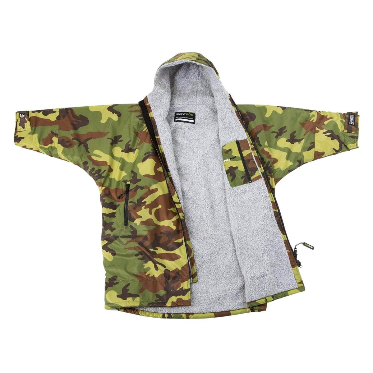 Dryrobe Kids Advance Long Sleeve Drying & Changing Robe - Camouflage/Grey - Changing Robe Poncho Towel by Dryrobe 10-14 Years