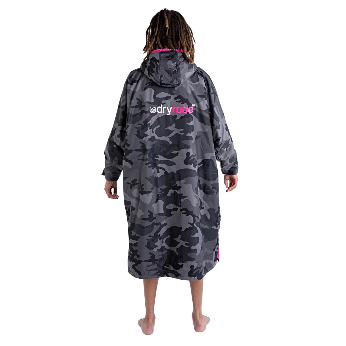 Dryrobe Advance Long Sleeve Drying &amp; Changing Robe - Black Camo/Pink - Changing Robe Poncho Towel by Dryrobe