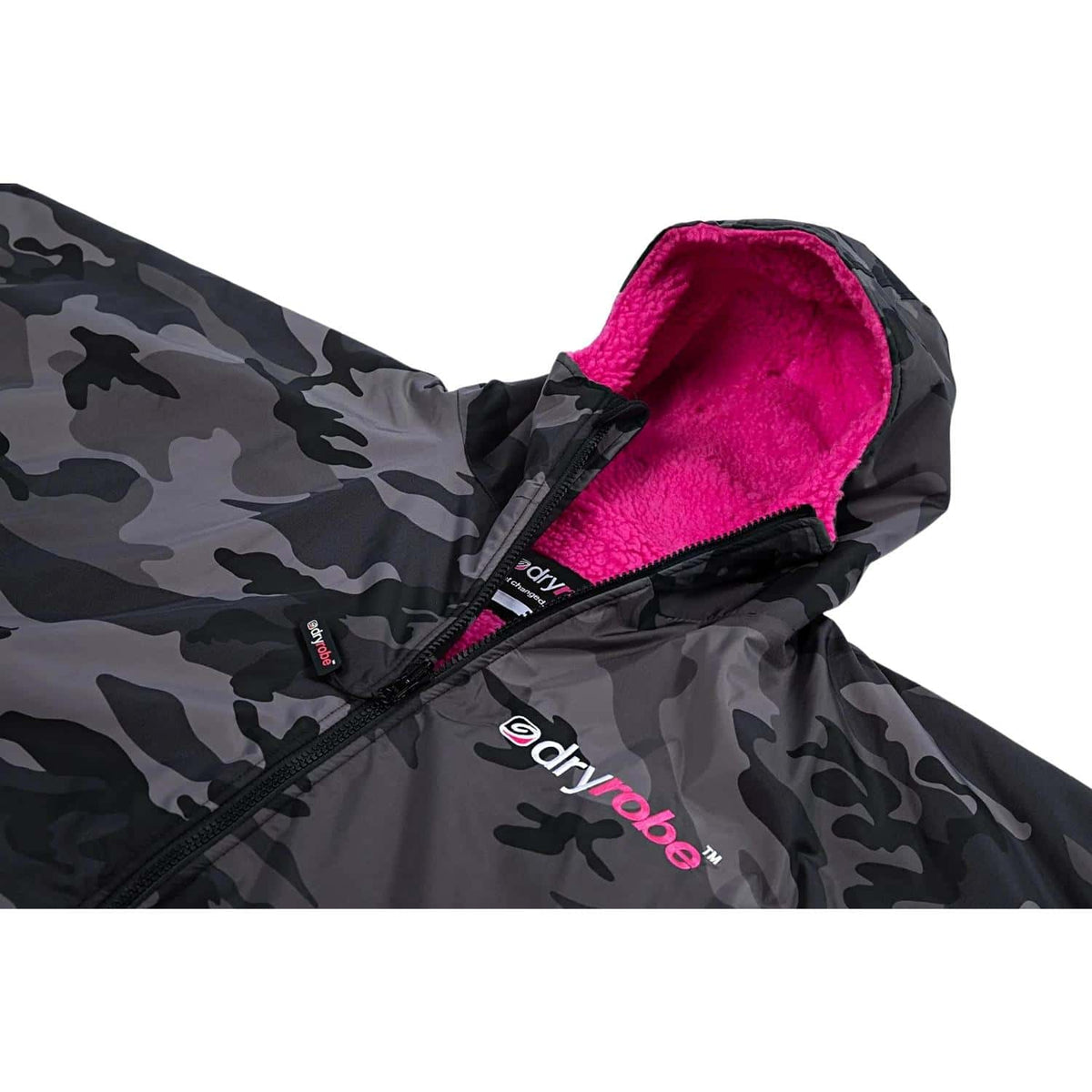 Dryrobe Advance Long Sleeve Drying &amp; Changing Robe - Black Camo/Pink