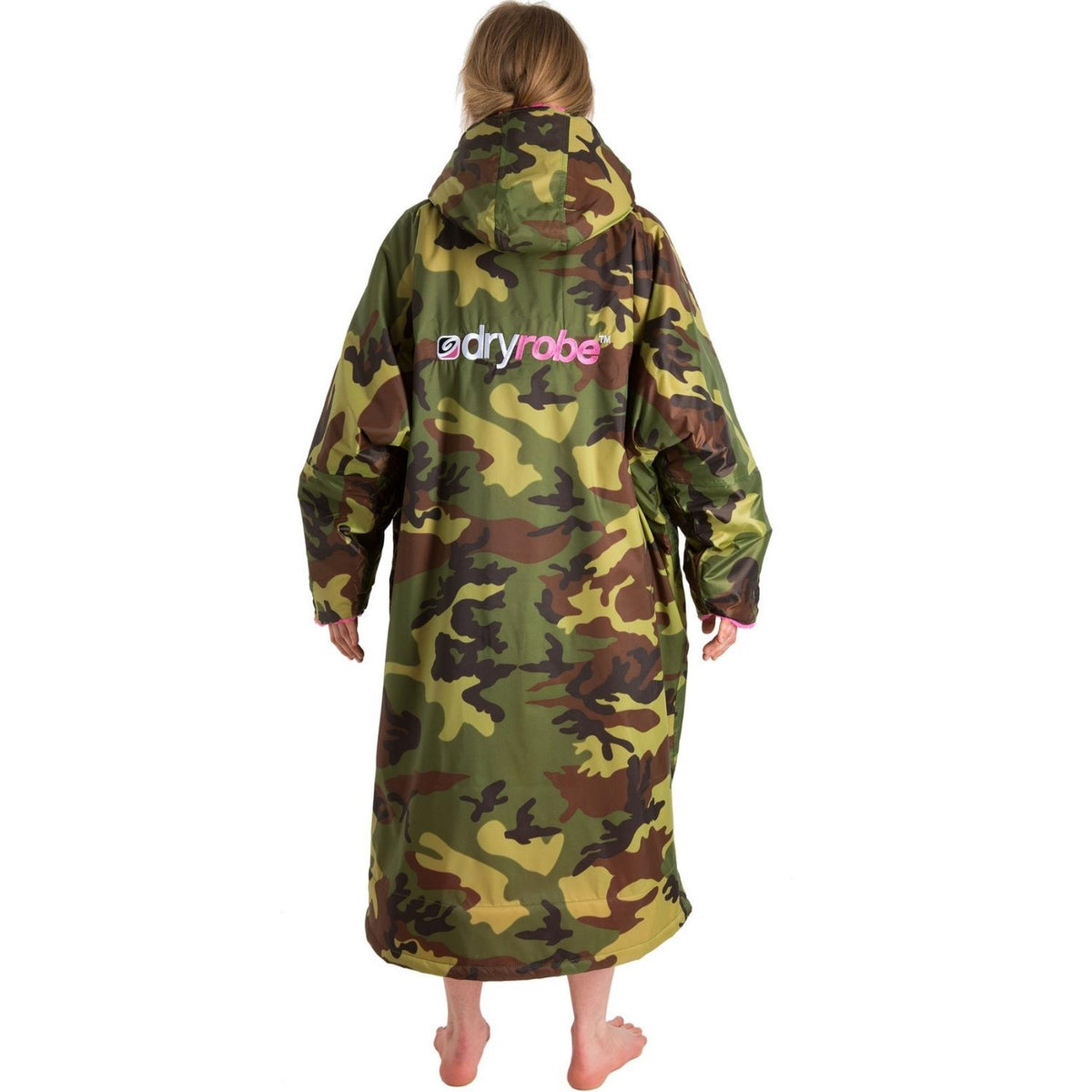 Dryrobe Advance Long Sleeve Drying &amp; Changing Robe - Camouflage/Pink - Changing Robe Poncho Towel by Dryrobe