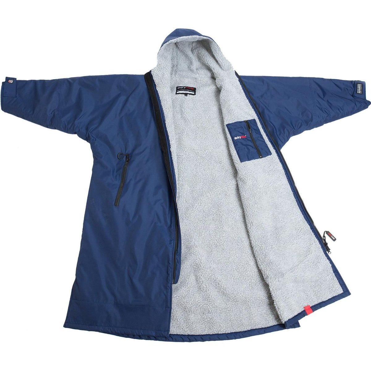 Dryrobe Advance Long Sleeve Drying &amp; Changing Robe - Navy Blue/Grey - Changing Robe Poncho Towel by Dryrobe