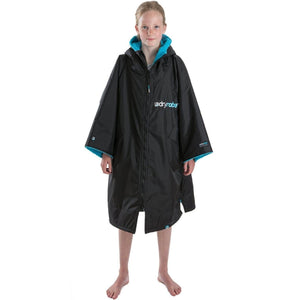 Dryrobe Advance Kids Short Sleeve Drying & Changing Robe - Black/Blue - Changing Robe Poncho Towel by Dryrobe