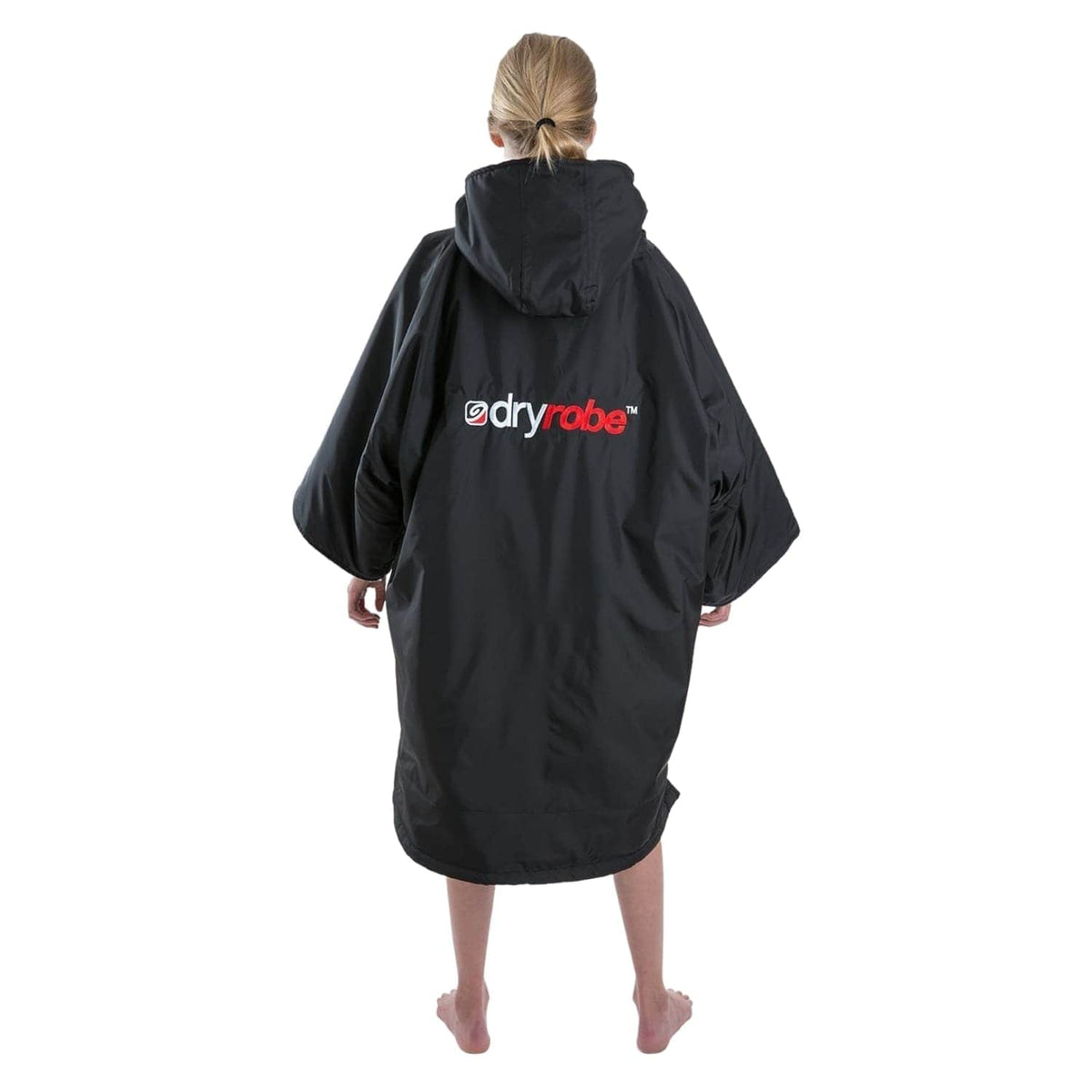 Dryrobe Kids Advance Short Sleeve Drying &amp; Changing Robe Black Grey - Changing Robe Poncho Towel by Dryrobe 10-14 Years