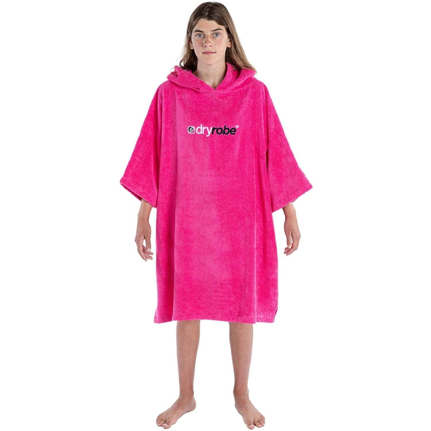 Dryrobe Kids Organic Cotton Short Sleeve Towel Robe - Pink - Changing Robe Poncho Towel by Dryrobe 10-14 Years