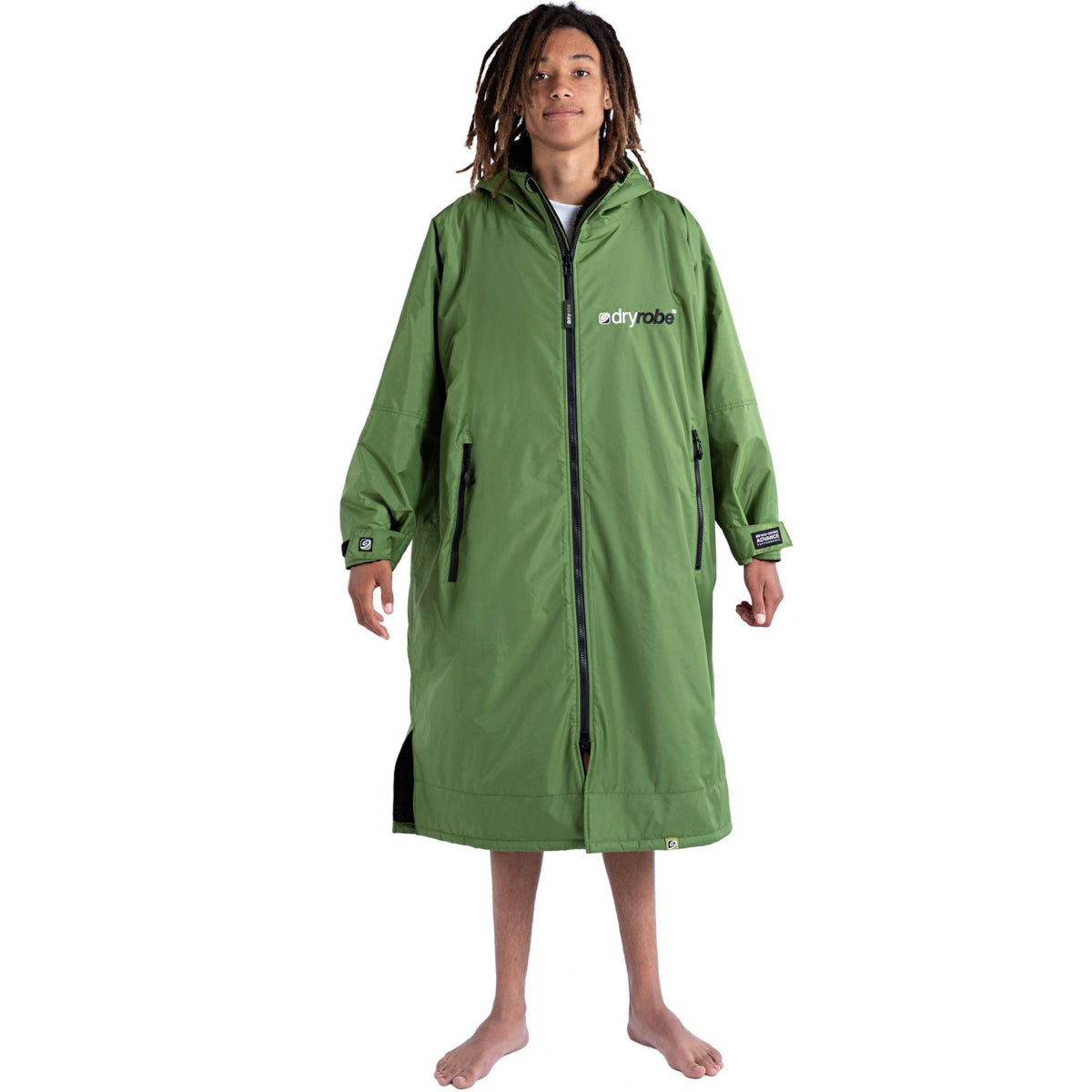 Dryrobe Advance Long Sleeve Drying &amp; Changing Robe - Forest Green/Black - Changing Robe Poncho Towel by Dryrobe