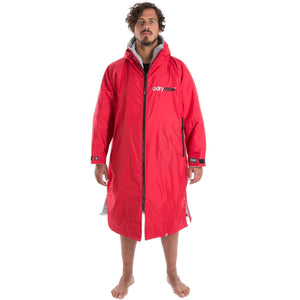 Dryrobe Advance Long Sleeve Drying & Changing Robe - Red/Grey - Changing Robe Poncho Towel by Dryrobe