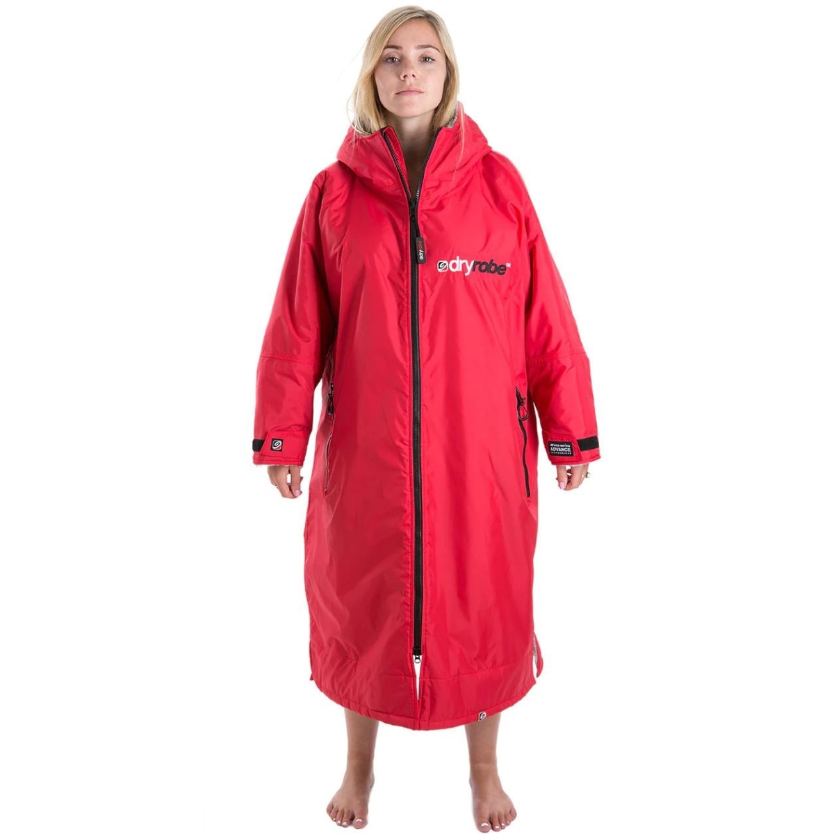 Dryrobe Advance Long Sleeve Drying &amp; Changing Robe - Red/Grey - Changing Robe Poncho Towel by Dryrobe