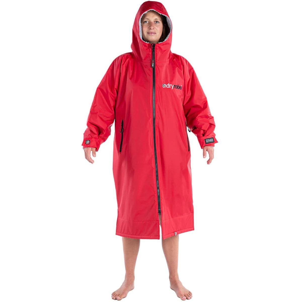 Dryrobe Advance Long Sleeve Drying &amp; Changing Robe - Red/Grey - Changing Robe Poncho Towel by Dryrobe