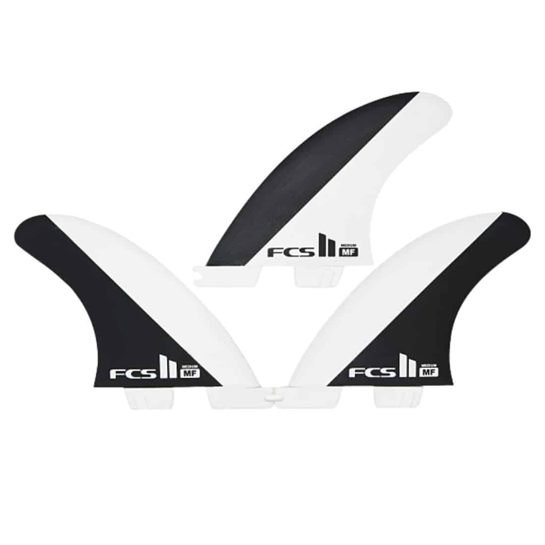 FCS II MF PC Medium Thruster Surfboard Fins - Black/White - FCS II Fins by FCS Medium Fins