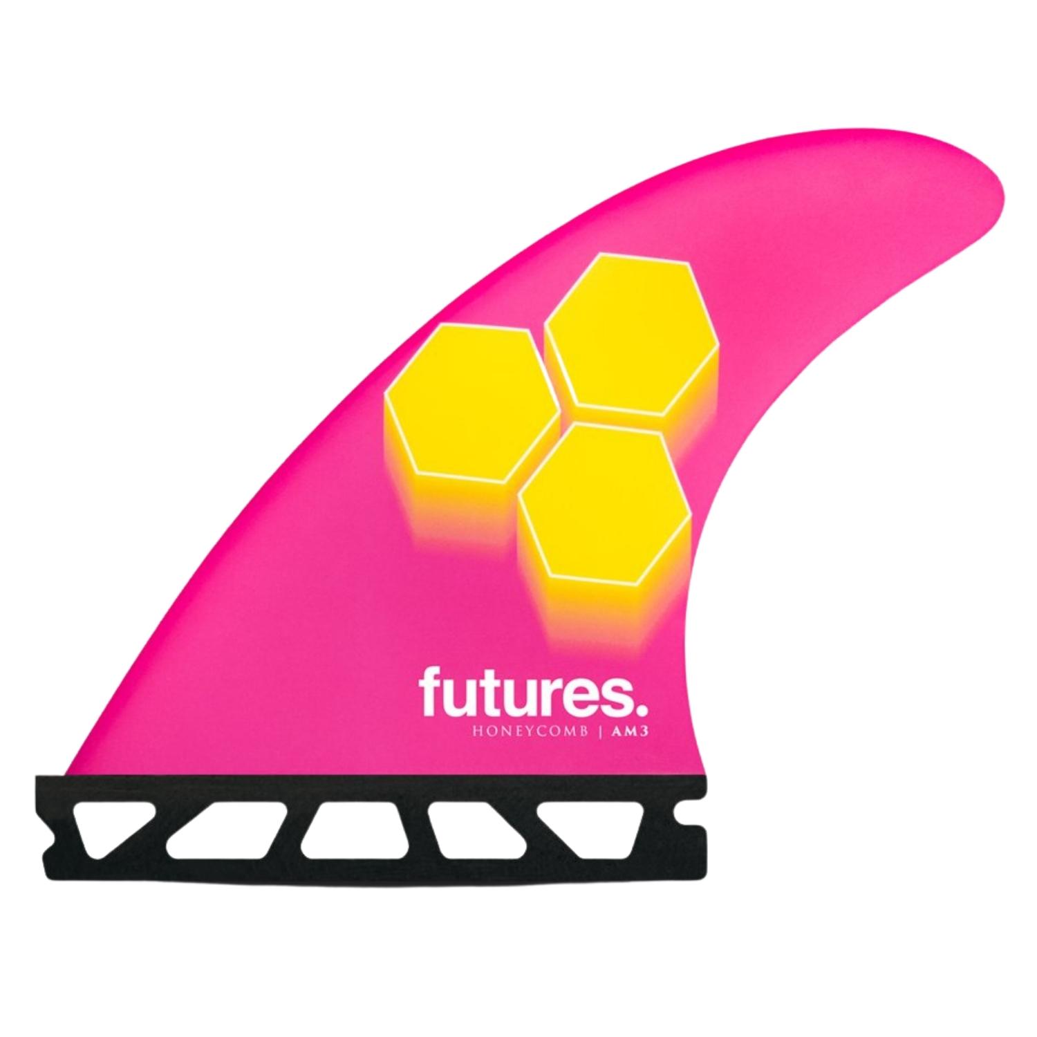 Futures AM3 Honeycomb Thruster Surfboard Fins - Pink/Yellow - Futures Fins by Futures Small Fins