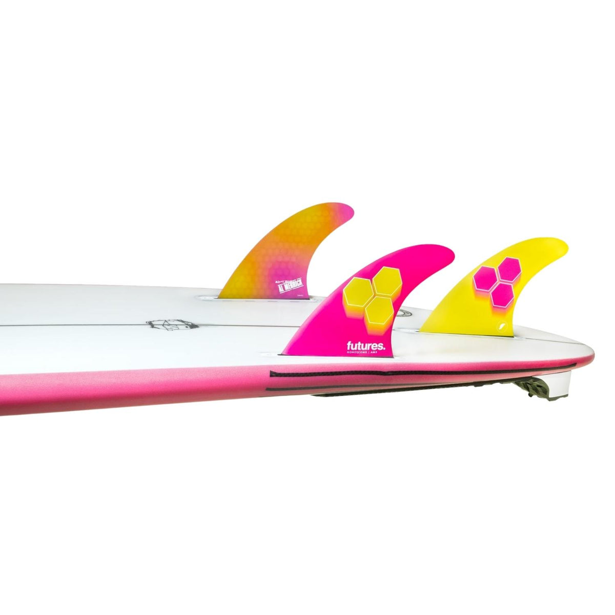 Futures AM3 Honeycomb Thruster Surfboard Fins - Pink/Yellow - Futures Fins by Futures Small Fins