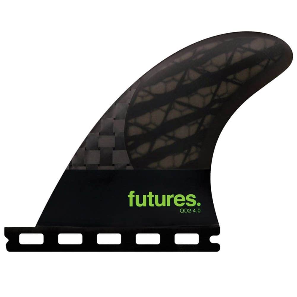 Futures QD2 4.0 Blackstix Quad Rear Surfboard Fins - Smoke/Light Green