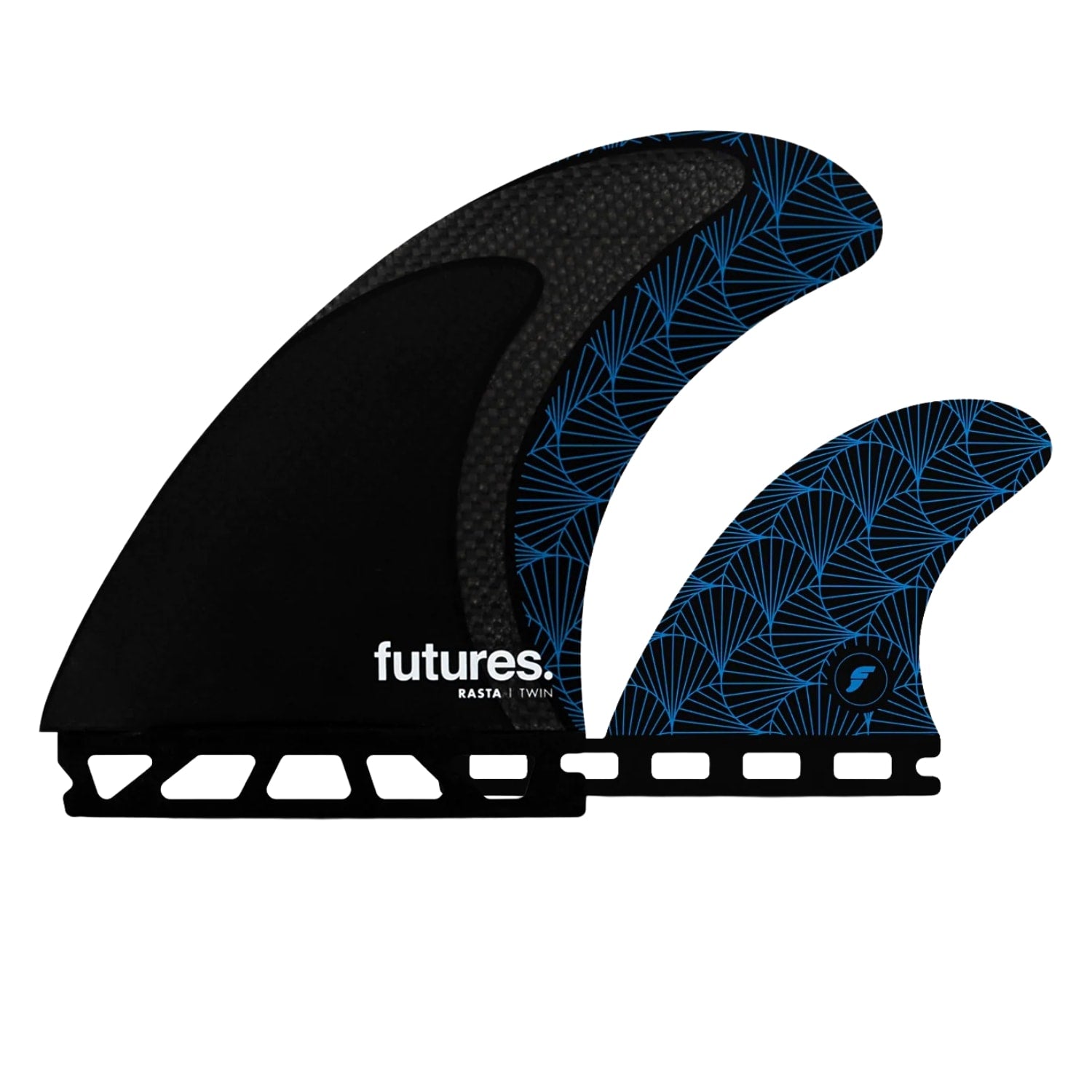 Futures Rasta Twin +1 Surfboard Fins - Black Blue