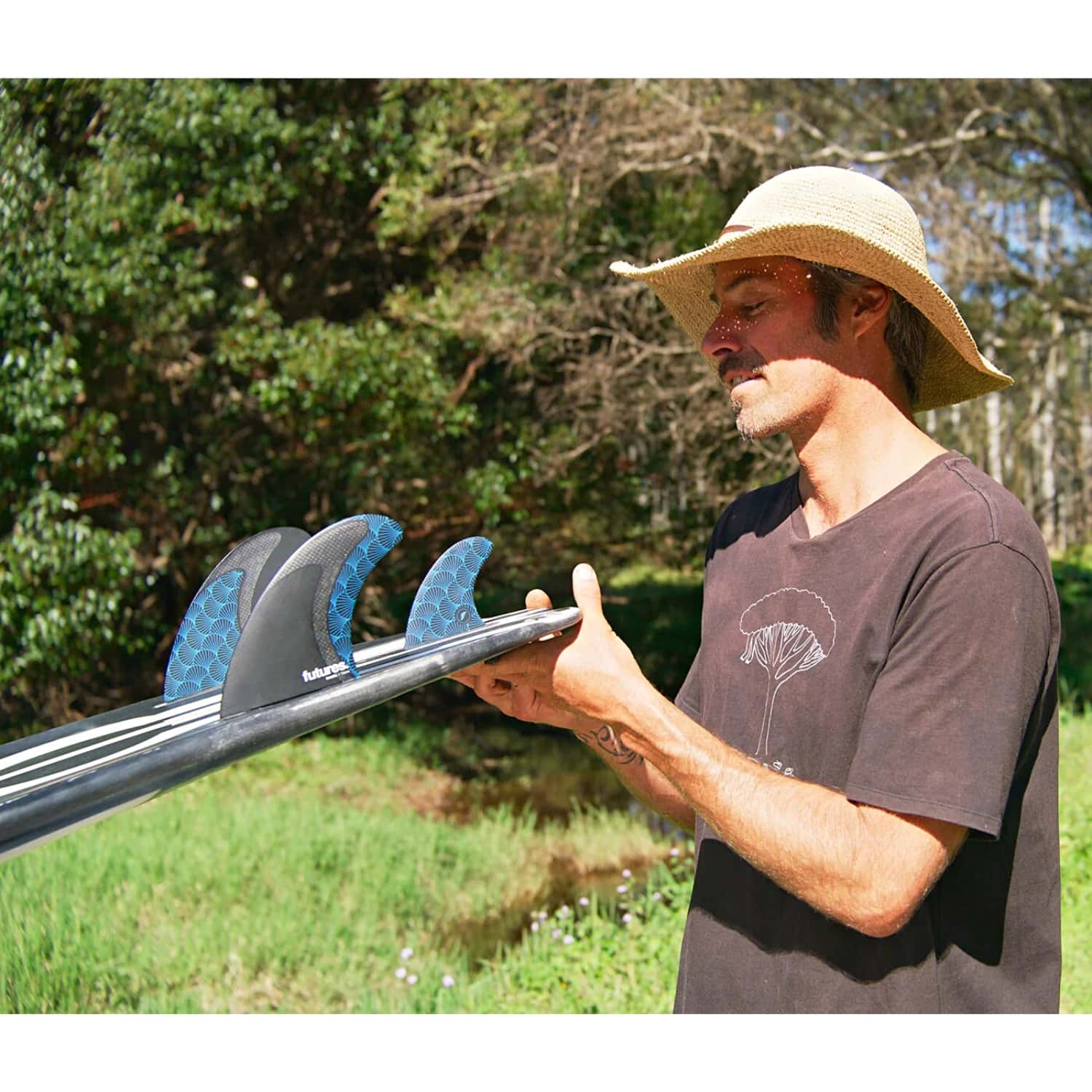 Futures Rasta Twin +1 Surfboard Fins - Black Blue