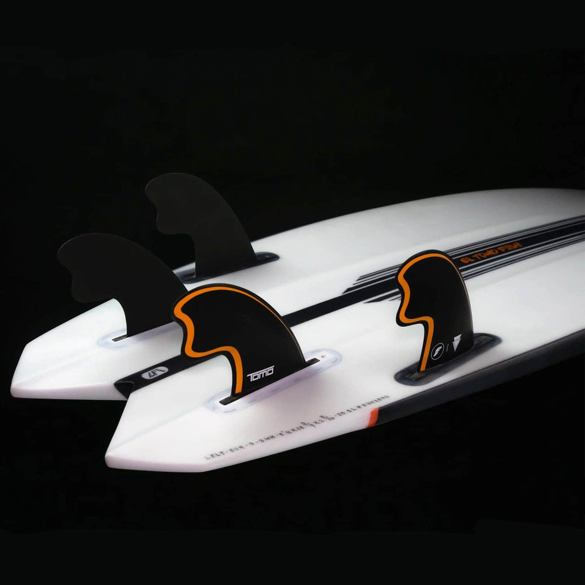Futures Tomo Quad Fibreglass Surfboard Fins Black Orange - Futures Fins by Futures Medium Fins