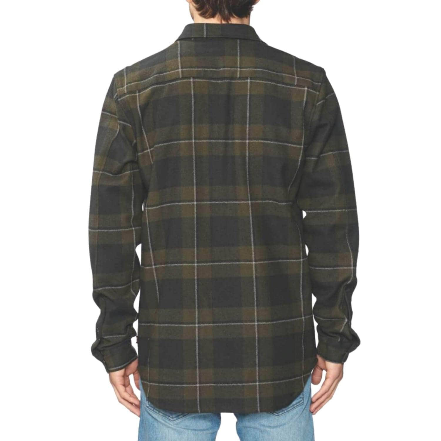 Globe Clifton Solid Long Sleeve Shirt Field Green - Mens Flannel Shirt by Globe