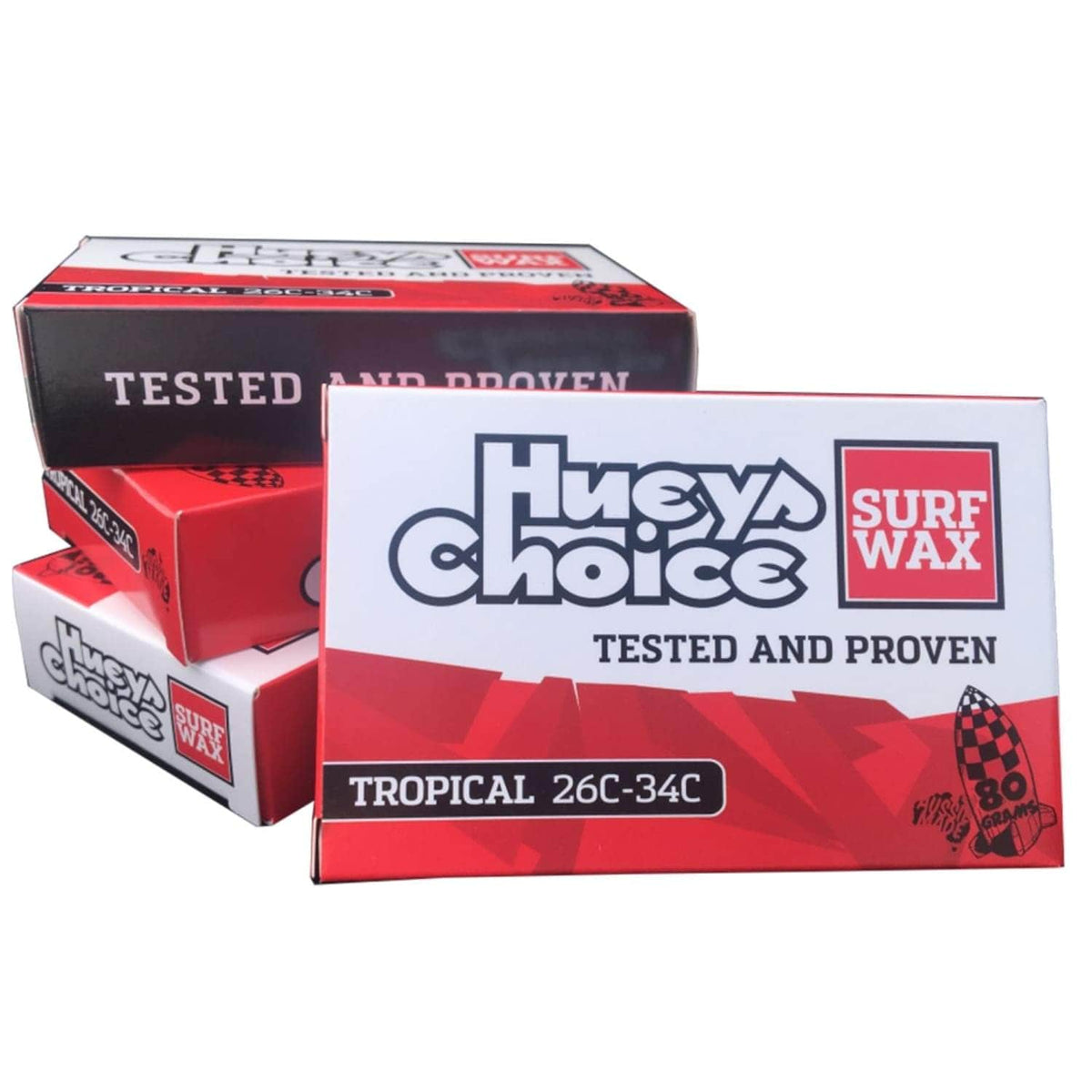 Hueys Choice Tropical Surfboard Wax (26C-34C) - Red - Surfboard Wax by Hueys Choice 80g