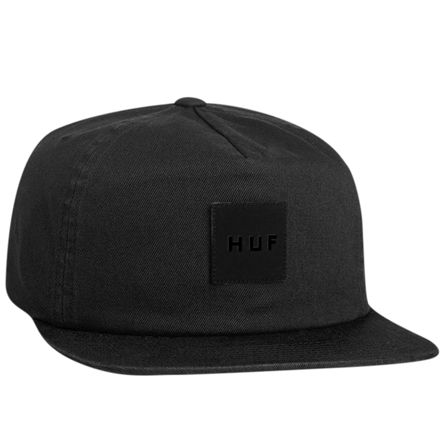 Huf Essentials Unstructured Box Logo Snapback Cap - Black - Strapback Cap by Huf One Size